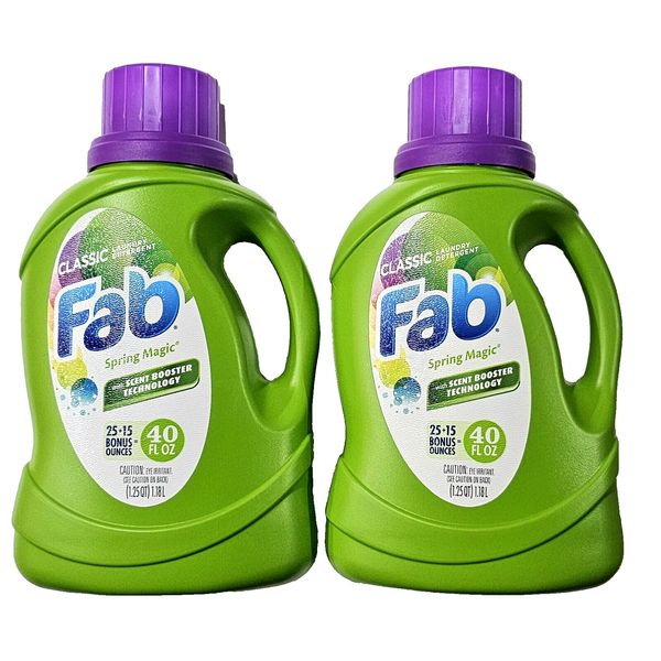 2 Pack Fab Classic Laundry Detergent Spring Magic With Scent Booster 40oz.