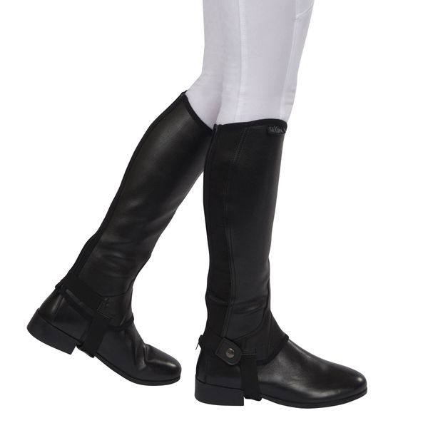 SAXON. Equileather Half Chaps, Black, Adults Medium
