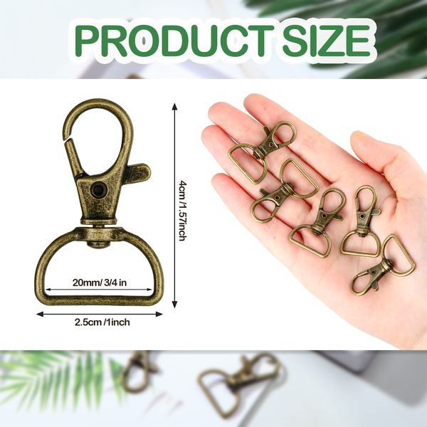 35 Pieces Swivel Clasps Lanyard Snap Hooks Keychain Clip Hook Lobster Claw Clasp Metal Hook Clasp with D Rings for Keychain Purse Hardware Sewing Craft Project (Bronze,25 mm)