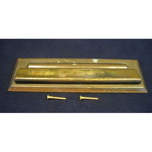 Antique Large Brass Hinged Letter Mail Slot Door Drop Slot