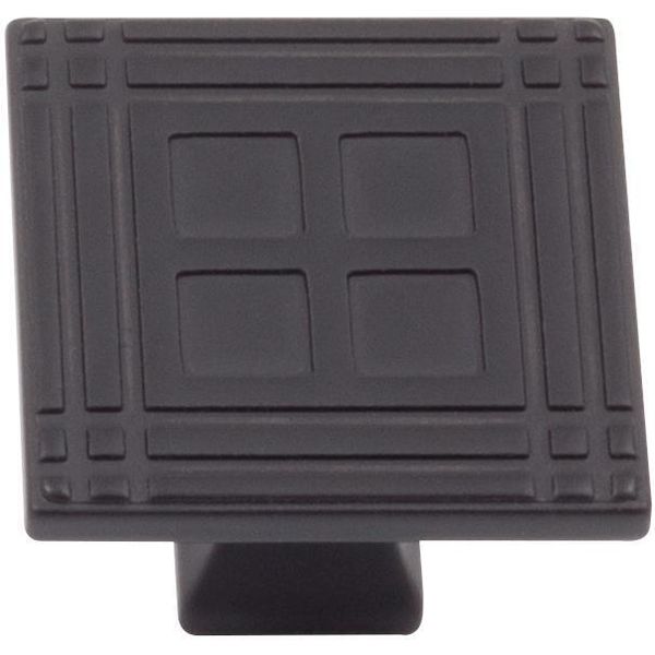 Arts & Crafts Square Cabinet Knob, Matte Black by Stone Harbor Hardware