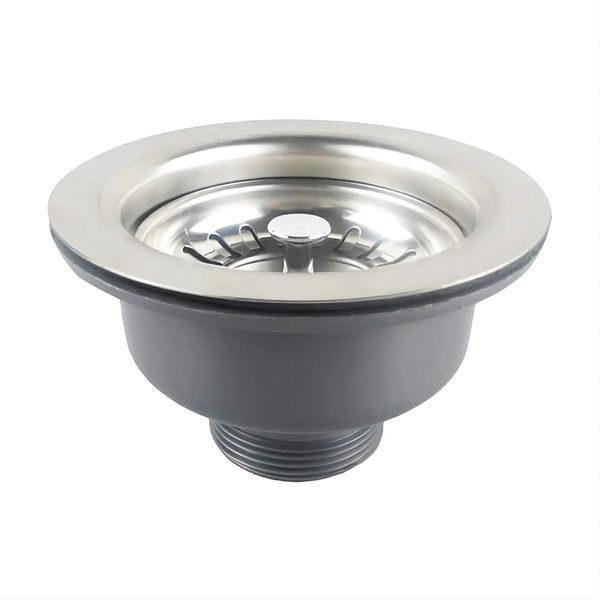 Qrity 110mm Sink Waste, Stainless Steel and PVC Kitchen Sink Basket Strainer Plug Waste Basket Sink Waste 1½"