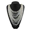 Bocar Multi-Layer Long Chain Chunky Bib Seed Beads Statement Necklace (NK-10410-white)