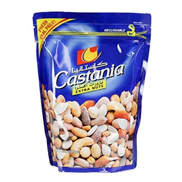 Castania BBQ Lebanese Mixed Nuts, Extra Mix with Pistachios, Almonds, Cashews, Hazelnuts, Peanuts, Pumpkin Seeds, Corn and Chickpeas, 10.6oz