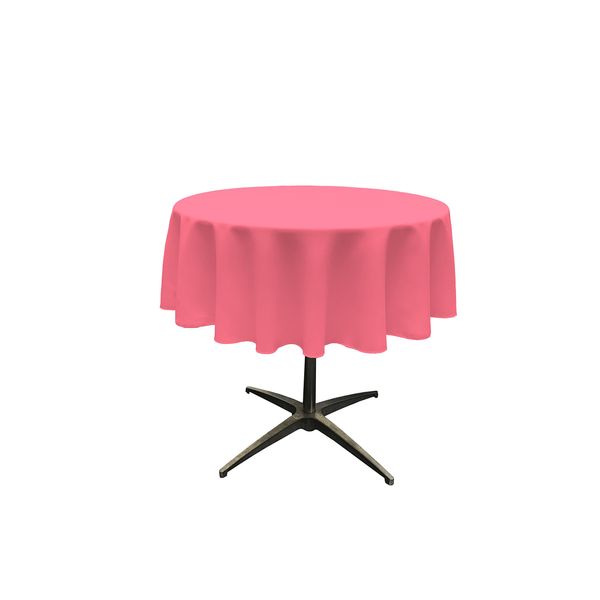 LA Linen Polyester Poplin Washable Round Tablecloth, Stain and Wrinkle Resistant Table Cover 51", Fabric Table Cloth for Dinning, Kitchen, Party, Holiday 51-Inch, Hot Pink, (TCpop51R_HotPinkP38)