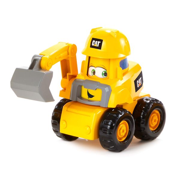 CAT Construction Toys, Junior Crew Construction Pals Excavator Educational Preschool Vehicle with Kid Vroom Sounds and Animated face. for Ages 2+