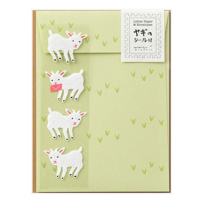 Midori 86310006 Letter Set 310 with Stickers, Goat Pattern