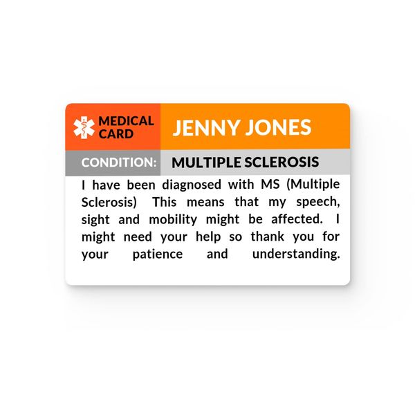 MS (Multiple Sclerosis) Awareness, Medical ID Alert Card