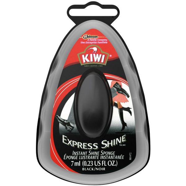 KIWI Express Shoe Shine Sponge | Leather Care for Shoes, Boots, Furniture, Jacket, Briefcase and More | Black, 0.23 Fl Oz (Pack of 1)