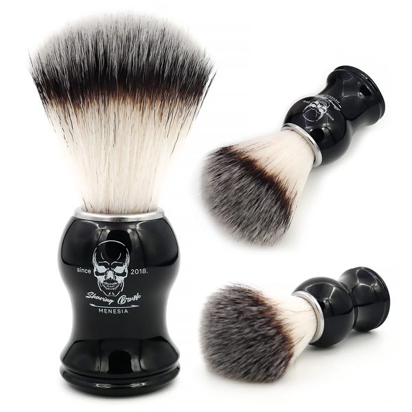 Menesia Shaving Brush for Men, Black handle Shave Brush,Mens Shaving Cream & Soap Brush (skull)