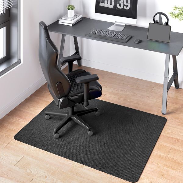 TITIROBA RBG-05 Chair Mat, Floor Protection Mat, 35.4 x 47.2 inches (90 x 120 cm), Thickness 0.2 inches (4 mm), Desk Mat, Gaming Chair Mat, Soundproofing Mat, Anti-Slip, Scratch Resistant, Floor Sheet, Floor Heating Compatible, Black