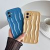 Caseative Case for iPhone 12, Water Ripple Pattern Curly Wave Frame Soft Case, Khaki, Wireless Charging Compatible