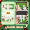 Seaside Escape Game Blocks, Mahjong Tile Game Sets with 65 Tiles 30mm Flag Pattern.