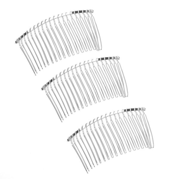 LOVEF 10 Pcs 20 Teeth Comb Silver Fancy DIY Metal Wire Hair Comb Clips Bridal/veil/crafts 3in by Velvet Bridal