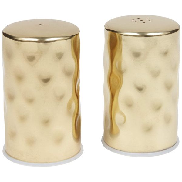 American Metalcraft GHSP2 Hammered Salt & Pepper Shaker Set, Gold, 2-Ounces Each