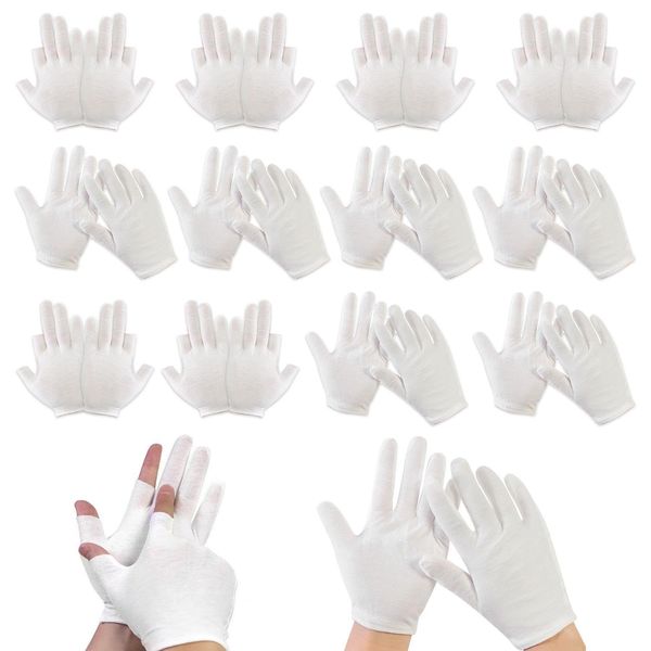 TYGFRT 6 Pairs Of Half-Finger Touch Screen Gloves, 6 Pairs Of Full-Finger Gloves, Labor Protection Work Gloves, Sleep Moisturizing Gloves, Ceremonial White Gloves, Multi-Purpose White Gloves