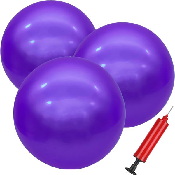 GCQJOQ 3 Pcs 9 Inch Inflatable Bouncy Balls with Hand Air Pump for Indoor Outdoor Play Balls (Purple)