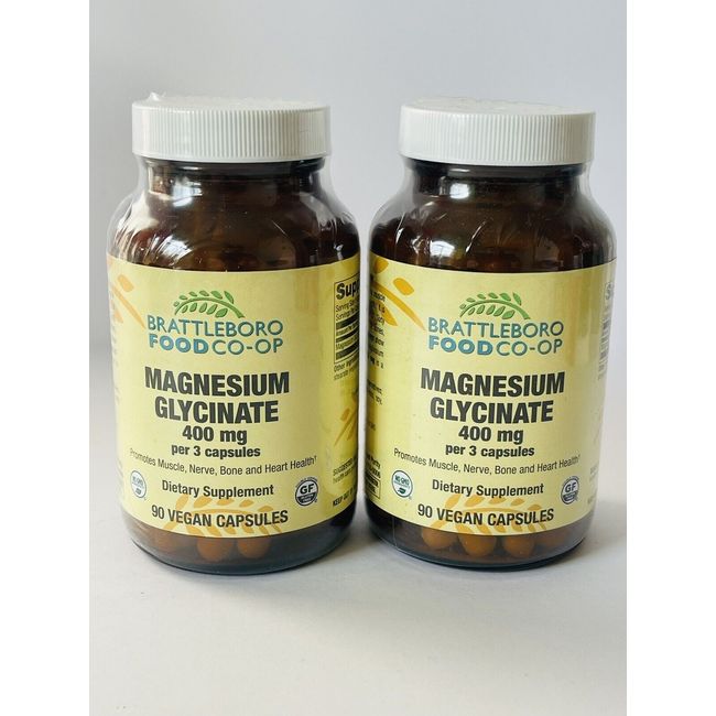 2 X Magnesium Glycinate 400mg per 3 Capsules Muscle, Nerve, Bone & Heart Health