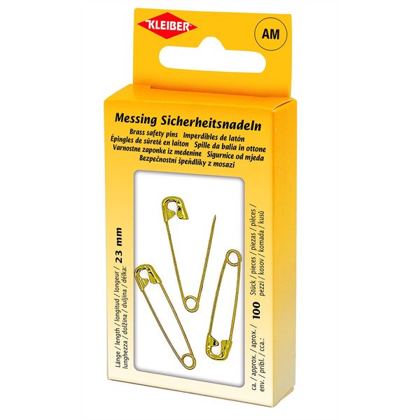 Kleiber Brass Safety Pins, One Size, White