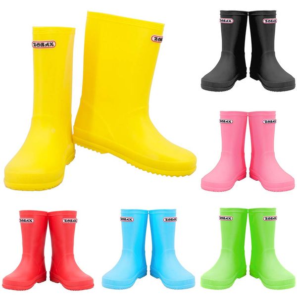 Zorax - UK8 Kids - EU26 - Yellow Girls Boys Waterproof Non-Slip Kids Motorbike Rain Boots Kids Rain Shoes Wellies Unisex Children Wellington Boots