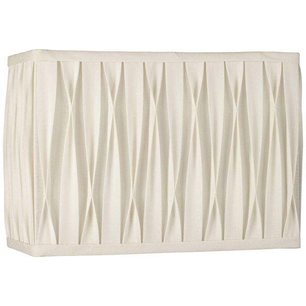 White Pinched Pleat Medium Rectangle Lamp Shade 14" Wide x 7" Deep x 10" High (Spider) Replacement with Harp and Finial - Springcrest