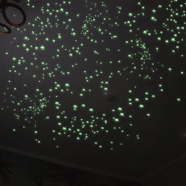 633 Bright Dot Stars Glow in Dark Stars Decal Decoration, 3D Starry Sky Stars Glow in Dark Stickers for Ceiling Wall Kids Bedroom Decoration,Green