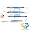 Dental Basic Set Mirror Explorer College Plier Lucas Set of 4 Instruments Blue