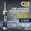 OB1 Multi-Surface Construction Sealant & Adhesive, Clear, Gel, Weather Resistant, Waterproof, Twin Pack