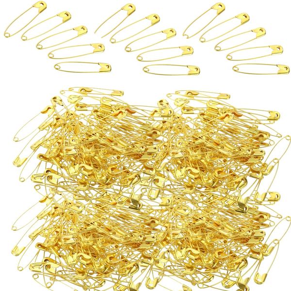 AMUU Small 28mm Stainless Steel Gold 240pcs Locking Safety Pin Lock Needle Craft Handmade Accessory Parts