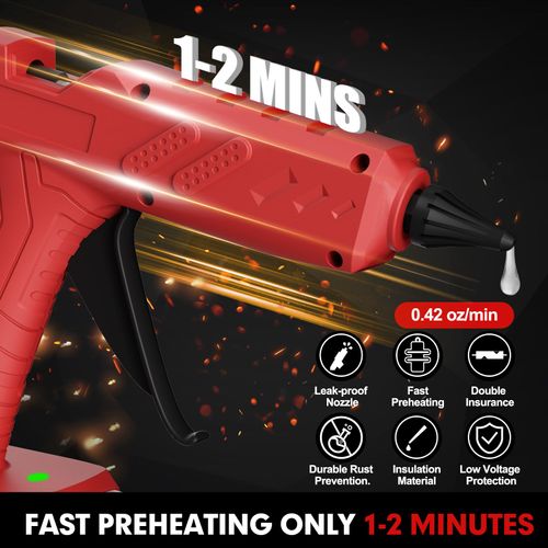 Cordless Hot Glue Gun for Milwaukee 18V Battery, 60W Full Size Heavy Duty Glue Gun, Handheld Hot Glue Gun Kit with 30pcs 0.43'' Glue Sticks for Home Repair Arts Crafts DIY (Battery Not Include)
