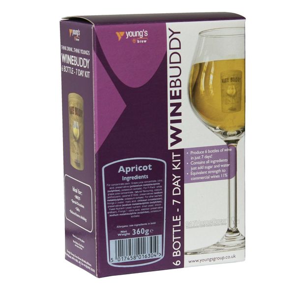 WineBuddy Apricot Fruit Wine Kit - 6 Bottles in 7 Days - Young's Home Brew