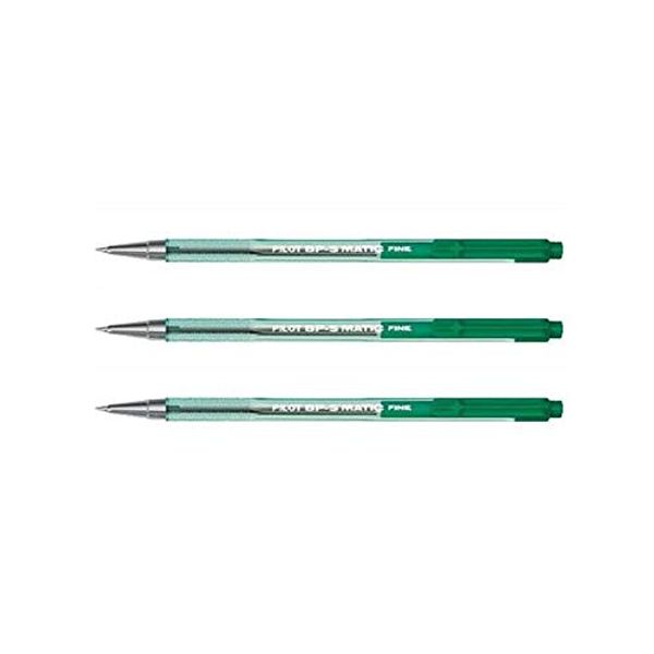 Pilot BP-S Matic Kugelschreiber, fein, Grün, 3 Stück