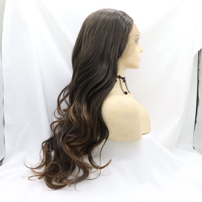 Lace Front Hair Wig Women Long Synthetic Loose Wave Ombre Brown