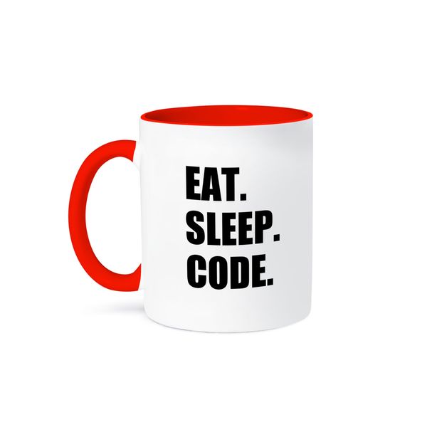 3dRose Eat Sleep Computer Coder Programmer Love To Program Coding Two Tone Mug, 11 oz, Red