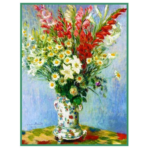 Orenco Originals Bouquet Lilies Gladiolus by Claude Monet Counted Cross Stitch Pattern
