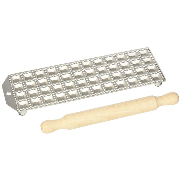 Eppicotispai 48 Holes Aluminum Square Ravioli Maker with Rolling Pin