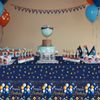 Xinvery Blue Gold Party Tablecloth, Happy Birthday TableCloth Balloons Star Table Covers Plastic Rectangular Tablecloths for Boys Men Birthday Baby Shower 137 x 274cm
