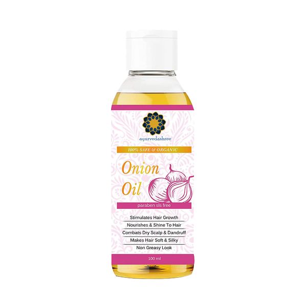 AYURVEDASHREE Red Onion Hair Oil with Black Seed Oil, Coconut Oil, Almond Oil & Sesame Oil, Hair - 100 Ml 3.38 fl oz.