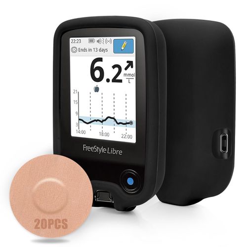 YOUSHARES Silicone Case for Freestyle Libre 2 Reader with 20 Packs Beige Freestyle Libre 2 Sensor Cover Waterproof, Anti-drop Scratches Protective Cover for Freestyle Libre (Black)