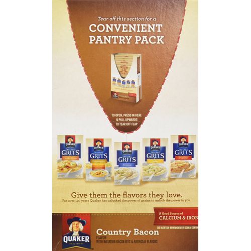 Quaker Country Bacon Flavor Instant Grits, 12 Count (Pack of 1)