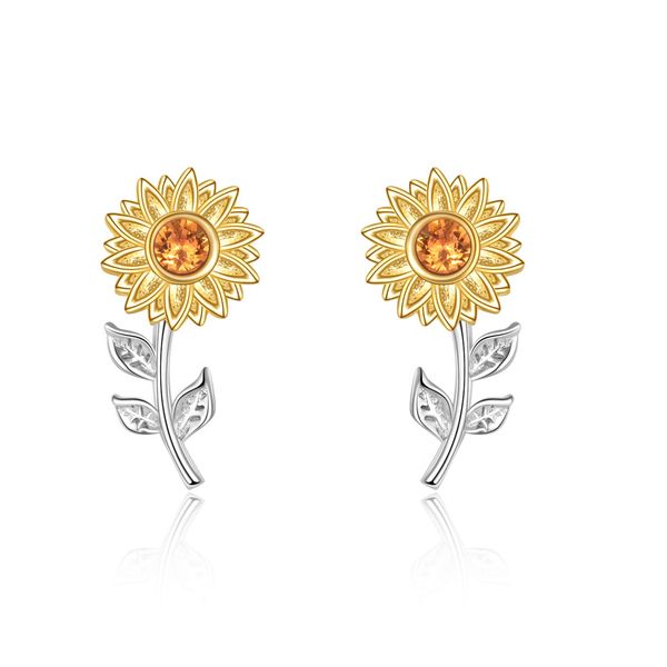 YAFEINI Sunflower Earrings Sterling Silver Sunflower Stud Earrings for Women Girls Jewellery Gifts