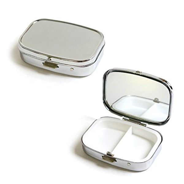 NBK A8-30 Square Pill Case with Mirror, W 2.2 x H 1.8 inches (56.5 x 45 mm), Silver