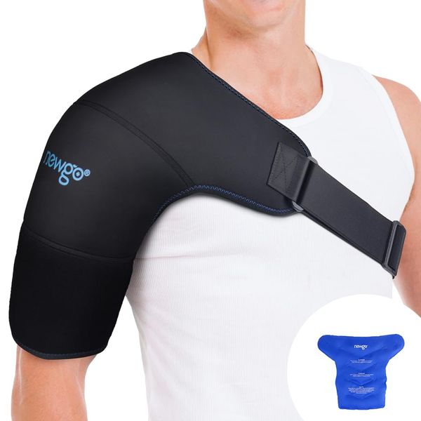 NEWGO Shoulder Ice Pack, Reusable Gel Shoulder Cold Pack for Rotator Cuff Injuries, Shoulder Ice Pack Wrap for Pain Relief & Tendonitis, Swelling, Recovery After Shoulders Surgery-S