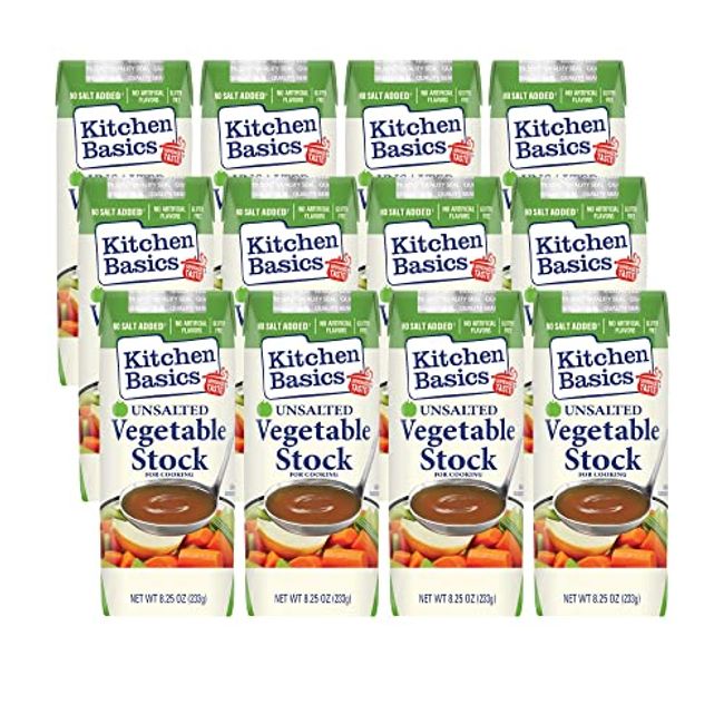 Kitchen Basics Unsalted Vegetable Stock, 8.25 oz Carton, (Pack of 12)