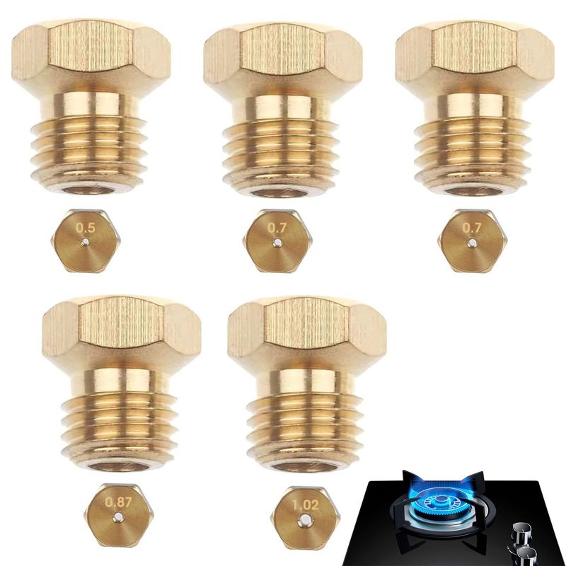 6 Pcs Universal Butane Nozzle Injector Gas Bottle Conversion Kit LPG ...