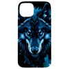 iPhone 15 Plus Intense Blue and Black Wolf for Fantasy Enthusiasts Case