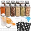 14 Pcs Glass Spice Jars with Spice Labels - 8Oz Empty Square Spice Bottles - ...