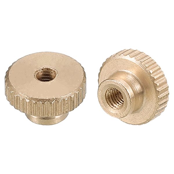 uxcell Knurling Knob Nut M3 x D11 mm x H6.5 mm Brass Knurling Nut with Collar, High Head Through Hole Adjustment Nut for 3D Printer Parts 2pcs