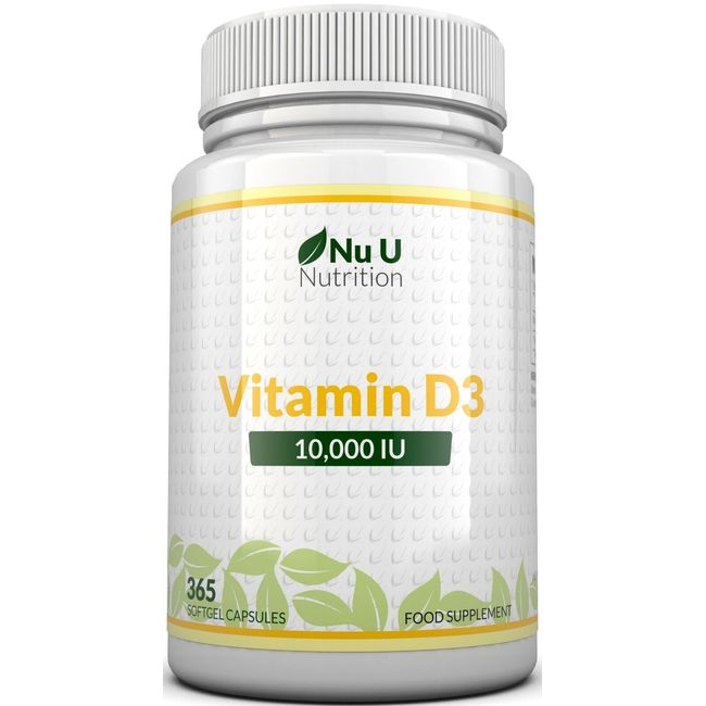 Vitamin D3 10000 iu 365 Soft gels capsules  Vit D3 10,000 IU(1 Full Year Supply)