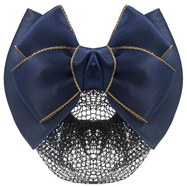 Bowknot Hair Bows for Women, Hair Nets for Buns | Hair Bows Fine Mesh with Lace Hair Net | Big Bows for Girls & Snoods for Women Hair | Navy Blue Bows for Girls Hair | Bun Cover For Hair, Blue